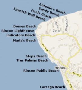 Map of beaches in Rincón